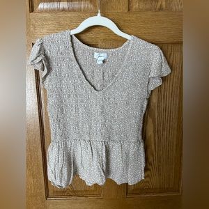 Light pink printed top. Size medium and gently used